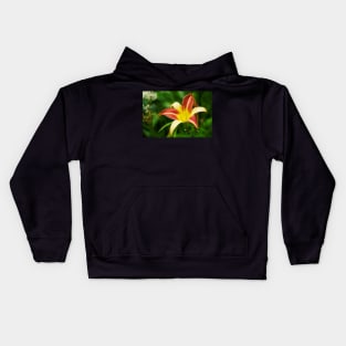 Lily Red/Yellow Flower With Green Foliage Background Macro/Closeup Kids Hoodie